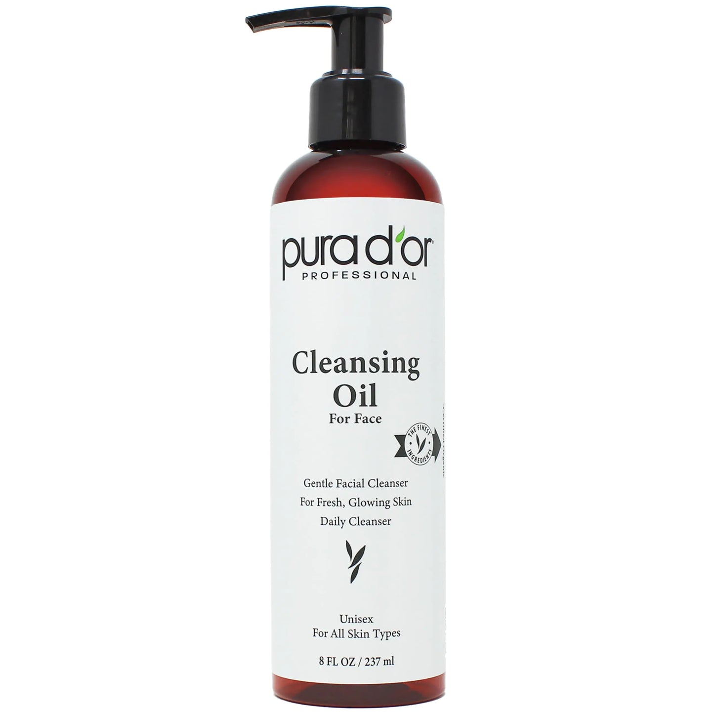 PURA DOR 8 Oz Facial Cleansing Oil - Nourishing Botanical Blend with & Vitamin Jojoba and Sunflower Oil - Gentle Makeup Remover & Deep Cleanser For Healthy Glowing Skin - Paraben-Free Beauty